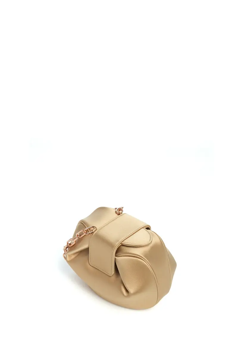 Gabriela Hearst Soft Demi Clutch with Chain in Camel Satin | Thumbnail 4 Gabriela Hearst Soft Demi Clutch with Chain in Camel Satin | Thumbnail 4