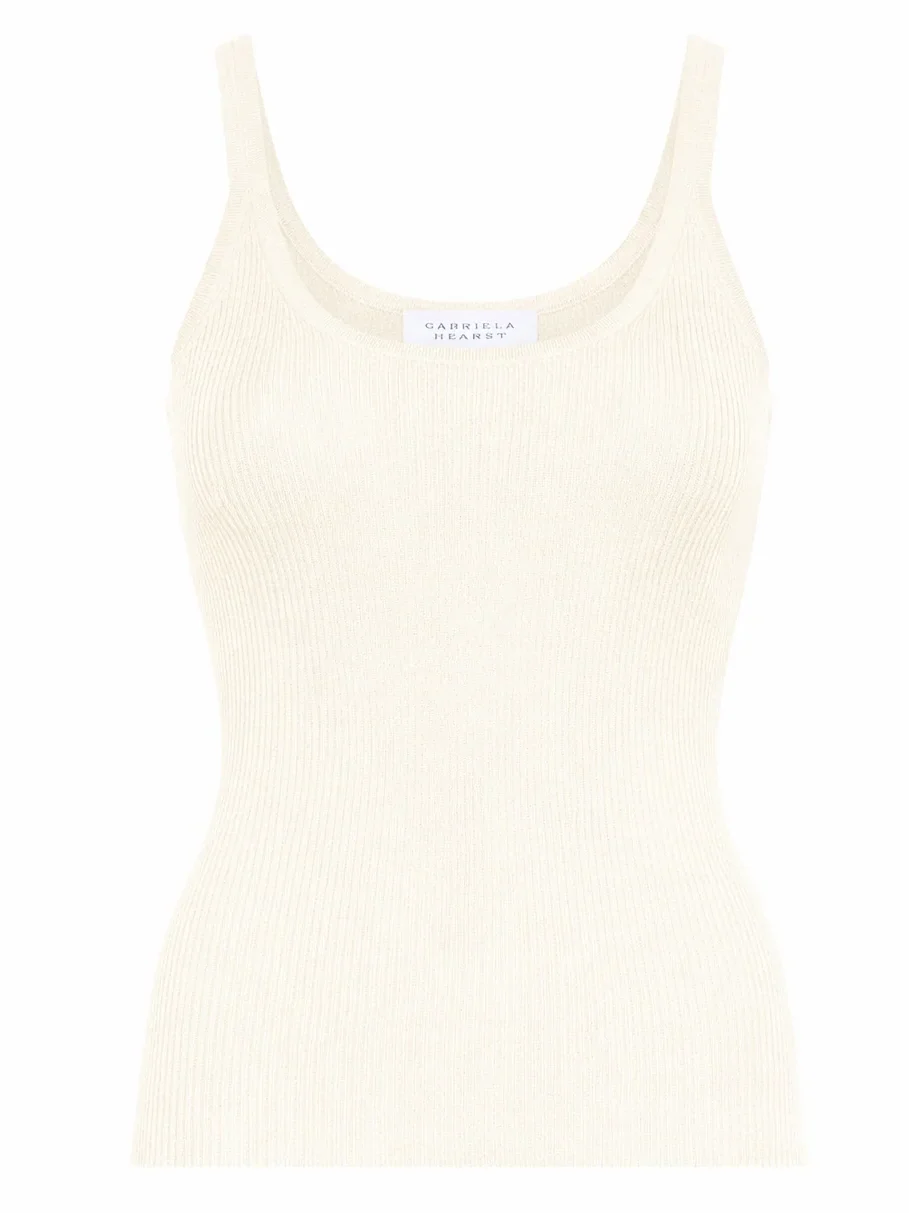 Gabriela Hearst Cinxia Knit Tank Top in Off White Cashmere Silk