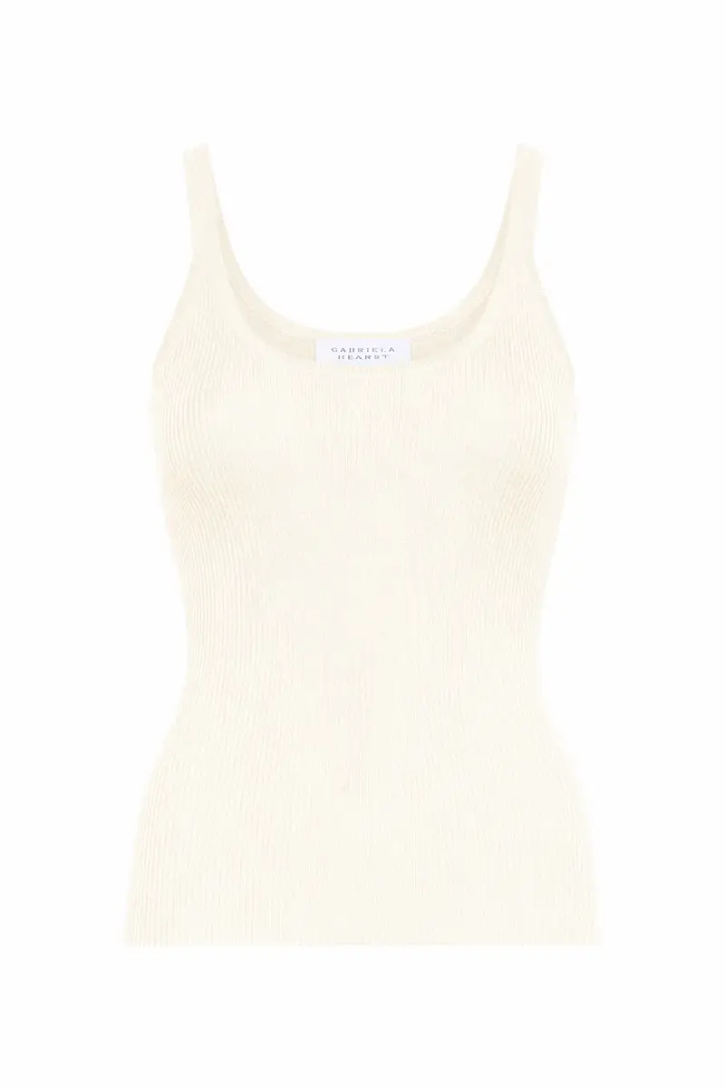 Gabriela Hearst Cinxia Knit Tank Top in Off White Cashmere Silk