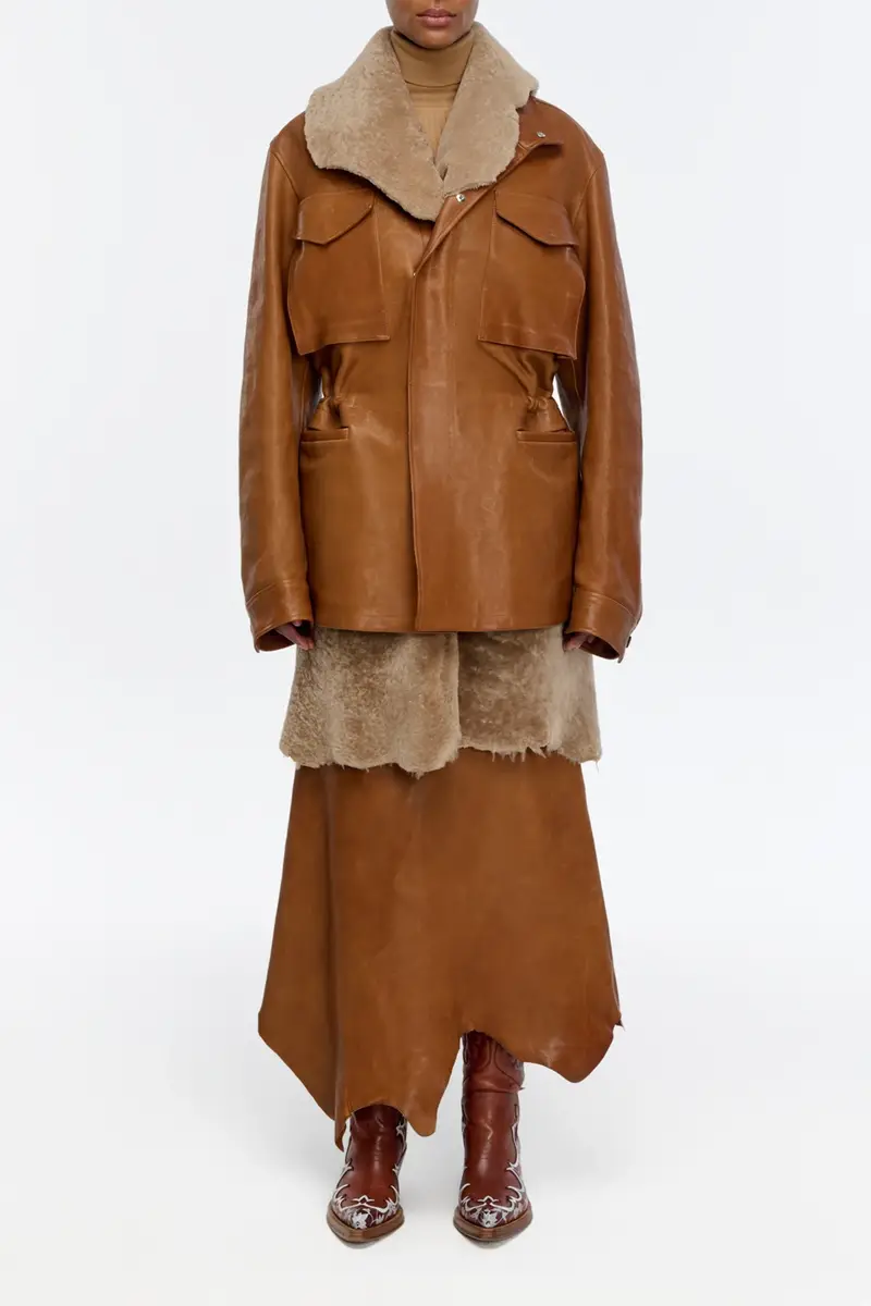 Gabriela Hearst Darwin M65 Jacket in Cognac Vachetta Leather | Thumbnail 3 Gabriela Hearst Darwin M65 Jacket in Cognac Vachetta Leather | Thumbnail 3