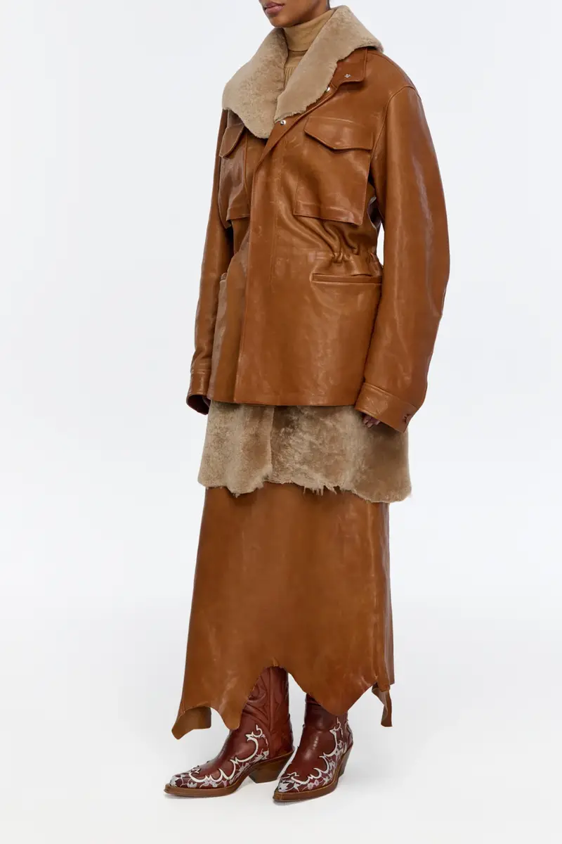 Gabriela Hearst Darwin M65 Jacket in Cognac Vachetta Leather | Thumbnail 4 Gabriela Hearst Darwin M65 Jacket in Cognac Vachetta Leather | Thumbnail 4