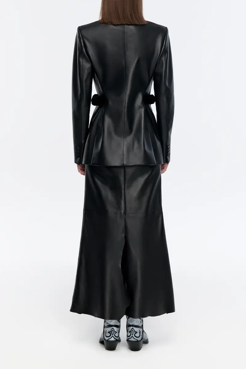 Gabriela Hearst Epona Chain Blazer in Black Soft Leather with Recycled Mink Fur | Thumbnail 4 Gabriela Hearst Epona Chain Blazer in Black Soft Leather with Recycled Mink Fur | Thumbnail 4