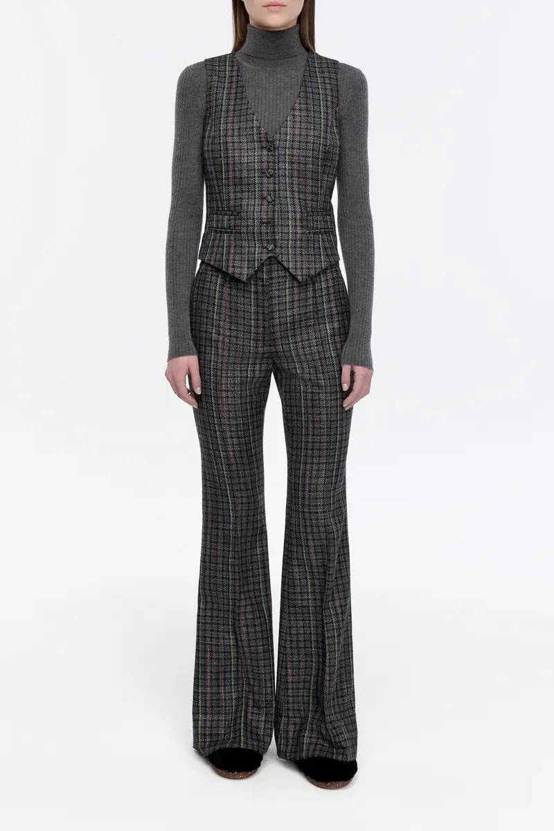 Gabriela Hearst Coleridge Vest in Charcoal Multi Wool Silk Houndstooth | Thumbnail 2