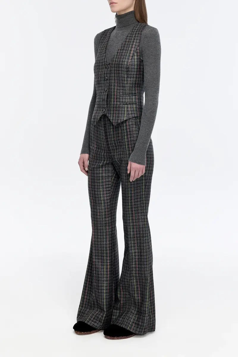Gabriela Hearst Coleridge Vest in Charcoal Multi Wool Silk Houndstooth | Thumbnail 3