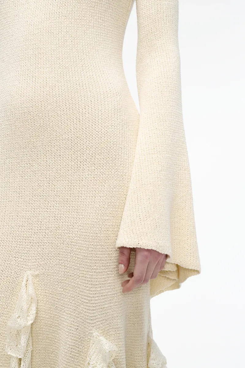 Gabriela Hearst Bloomsbury Knit Dress in Ivory Silk with Custom Ruffles | Thumbnail 6 Gabriela Hearst Bloomsbury Knit Dress in Ivory Silk with Custom Ruffles | Thumbnail 6