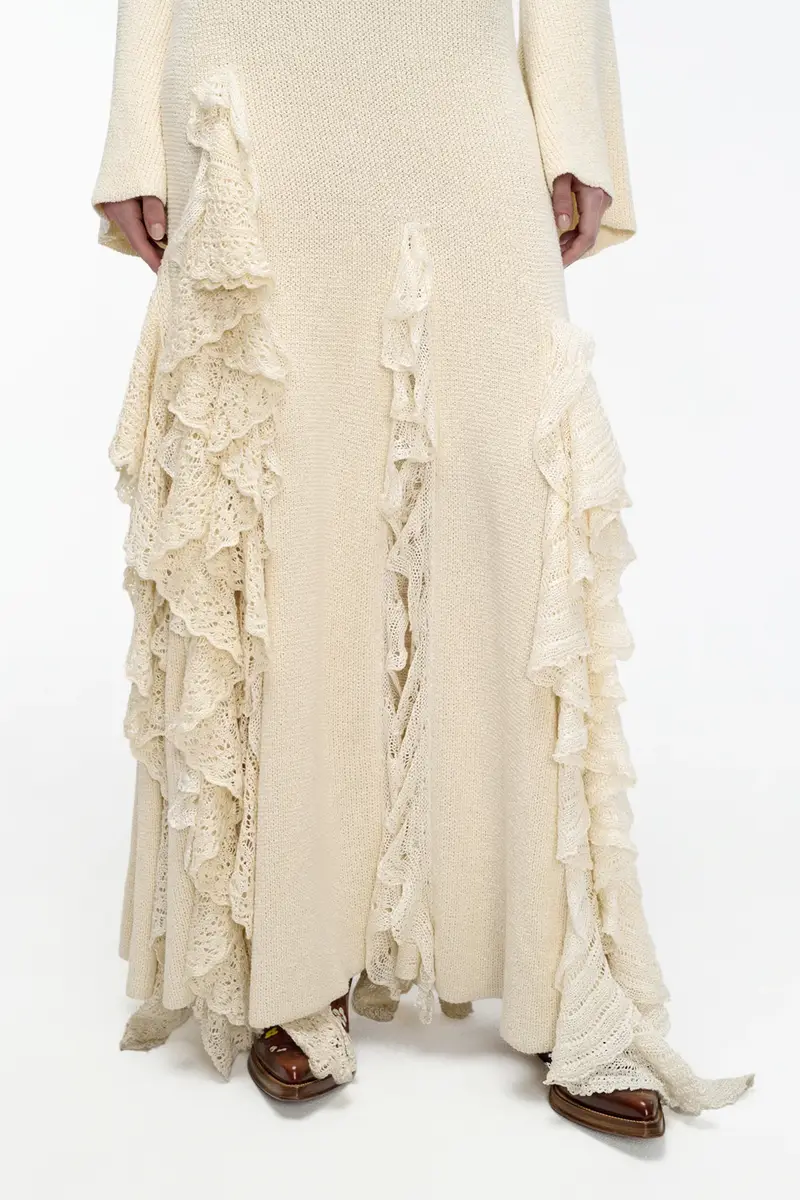 Gabriela Hearst Bloomsbury Knit Dress in Ivory Silk with Custom Ruffles | Thumbnail 7 Gabriela Hearst Bloomsbury Knit Dress in Ivory Silk with Custom Ruffles | Thumbnail 7