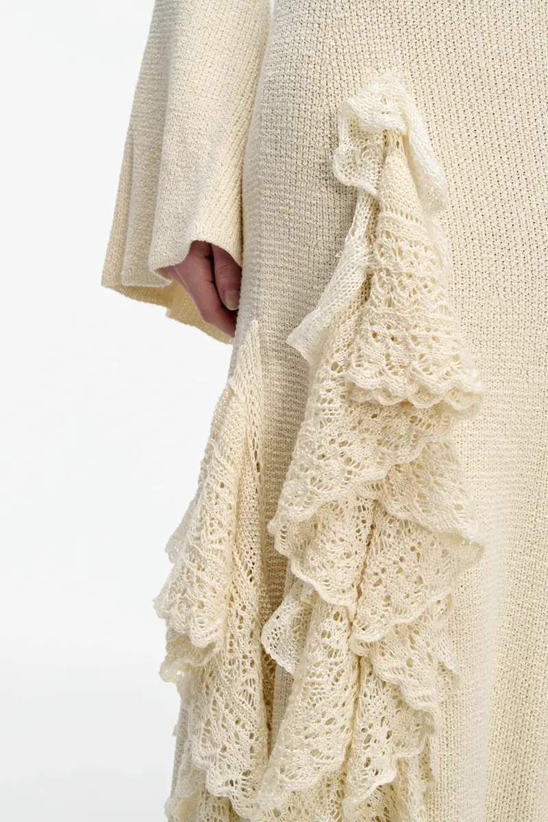 Gabriela Hearst Bloomsbury Knit Dress in Ivory Silk with Custom Ruffles | Thumbnail 8 Gabriela Hearst Bloomsbury Knit Dress in Ivory Silk with Custom Ruffles | Thumbnail 8