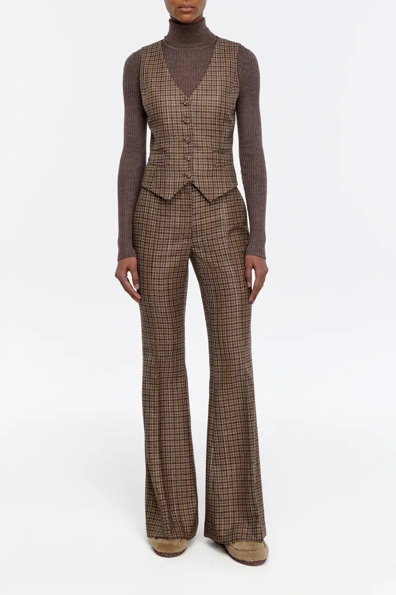 Gabriela Hearst Rhein Pant in Camel Multi Wool Silk Houndstooth | Thumbnail 3 Gabriela Hearst Rhein Pant in Camel Multi Wool Silk Houndstooth | Thumbnail 3