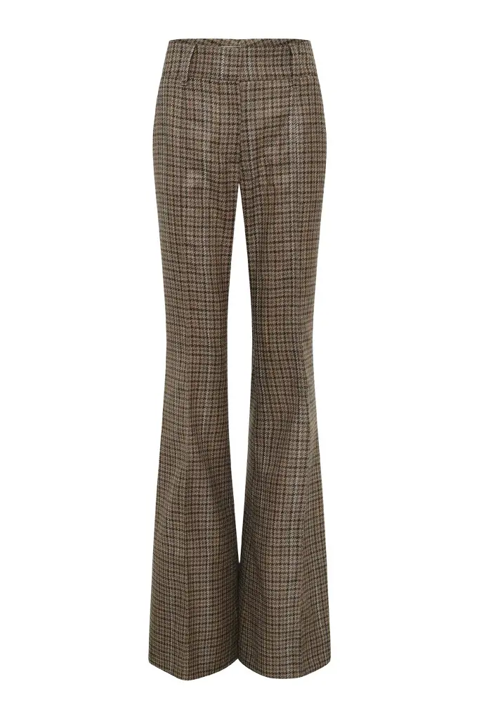 Gabriela Hearst Rhein Pant in Camel Multi Wool Silk Houndstooth