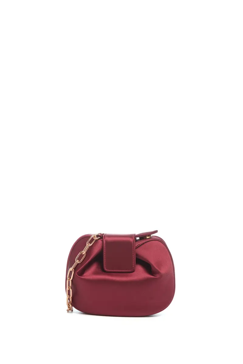 Gabriela Hearst Soft Demi Clutch with Chain in Bordeaux Satin | Thumbnail 2 Gabriela Hearst Soft Demi Clutch with Chain in Bordeaux Satin | Thumbnail 2