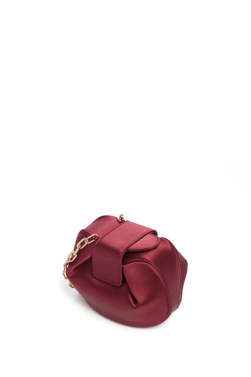 Gabriela Hearst Soft Demi Clutch with Chain in Bordeaux Satin | Thumbnail 3 Gabriela Hearst Soft Demi Clutch with Chain in Bordeaux Satin | Thumbnail 3