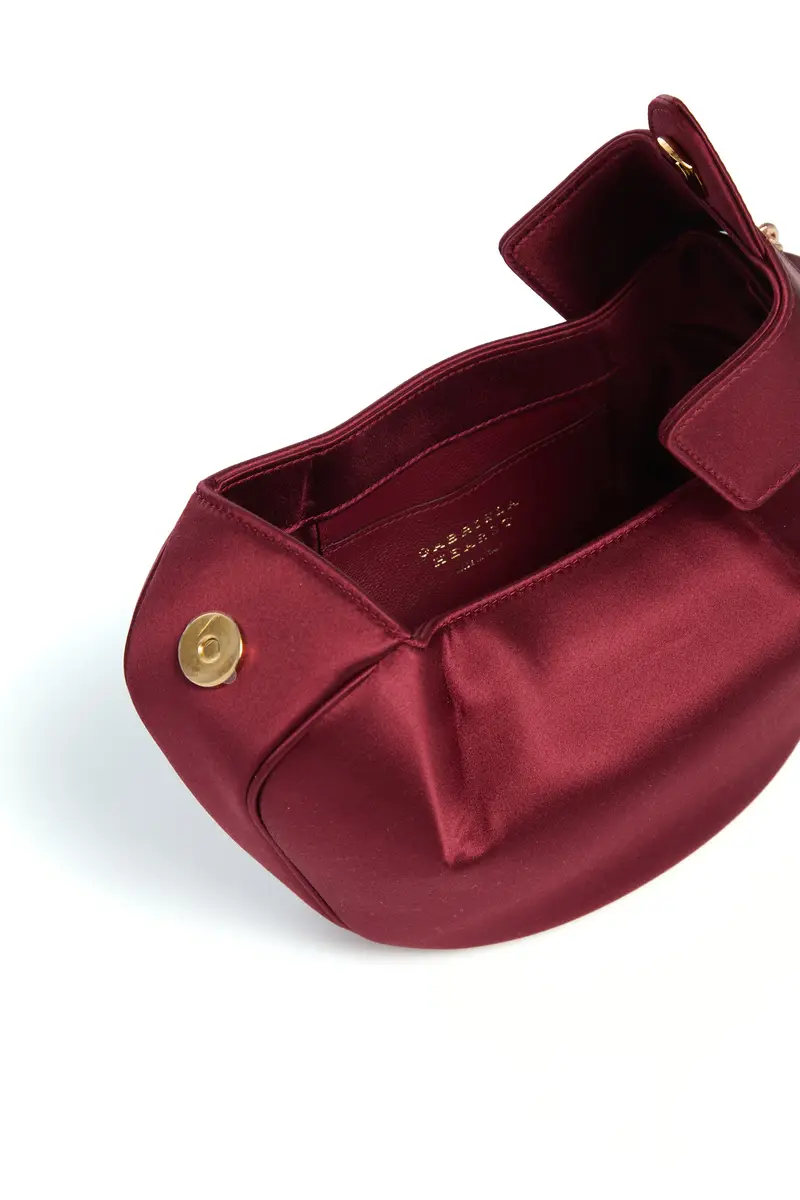 Gabriela Hearst Soft Demi Clutch with Chain in Bordeaux Satin | Thumbnail 4 Gabriela Hearst Soft Demi Clutch with Chain in Bordeaux Satin | Thumbnail 4