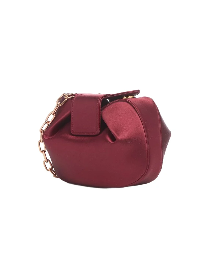 Gabriela Hearst Soft Demi Clutch with Chain in Bordeaux Satin