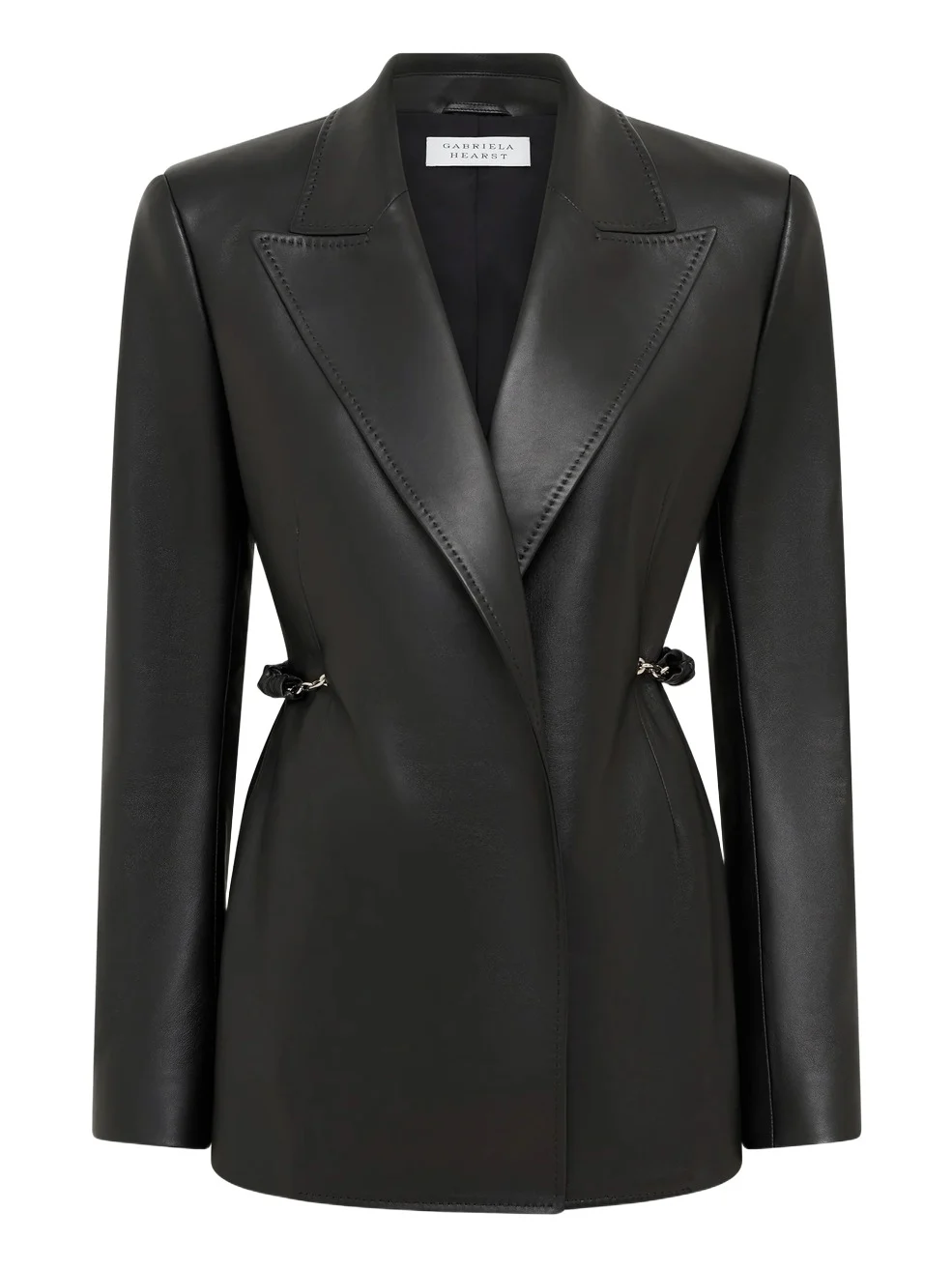Gabriela Hearst Epona Chain Blazer in Black Soft Leather