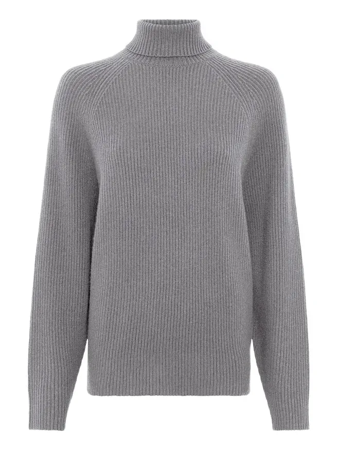 Wigman Knit Turtleneck Sweater in Smoke Cashmere
