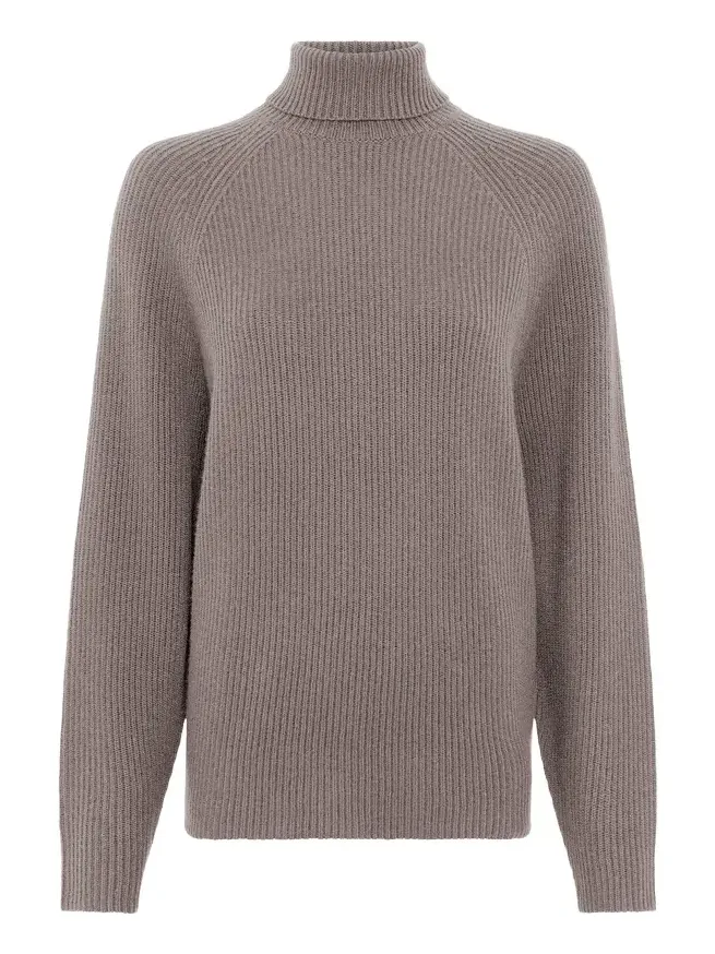 Wigman Knit Turtleneck Sweater in Walnut Cashmere