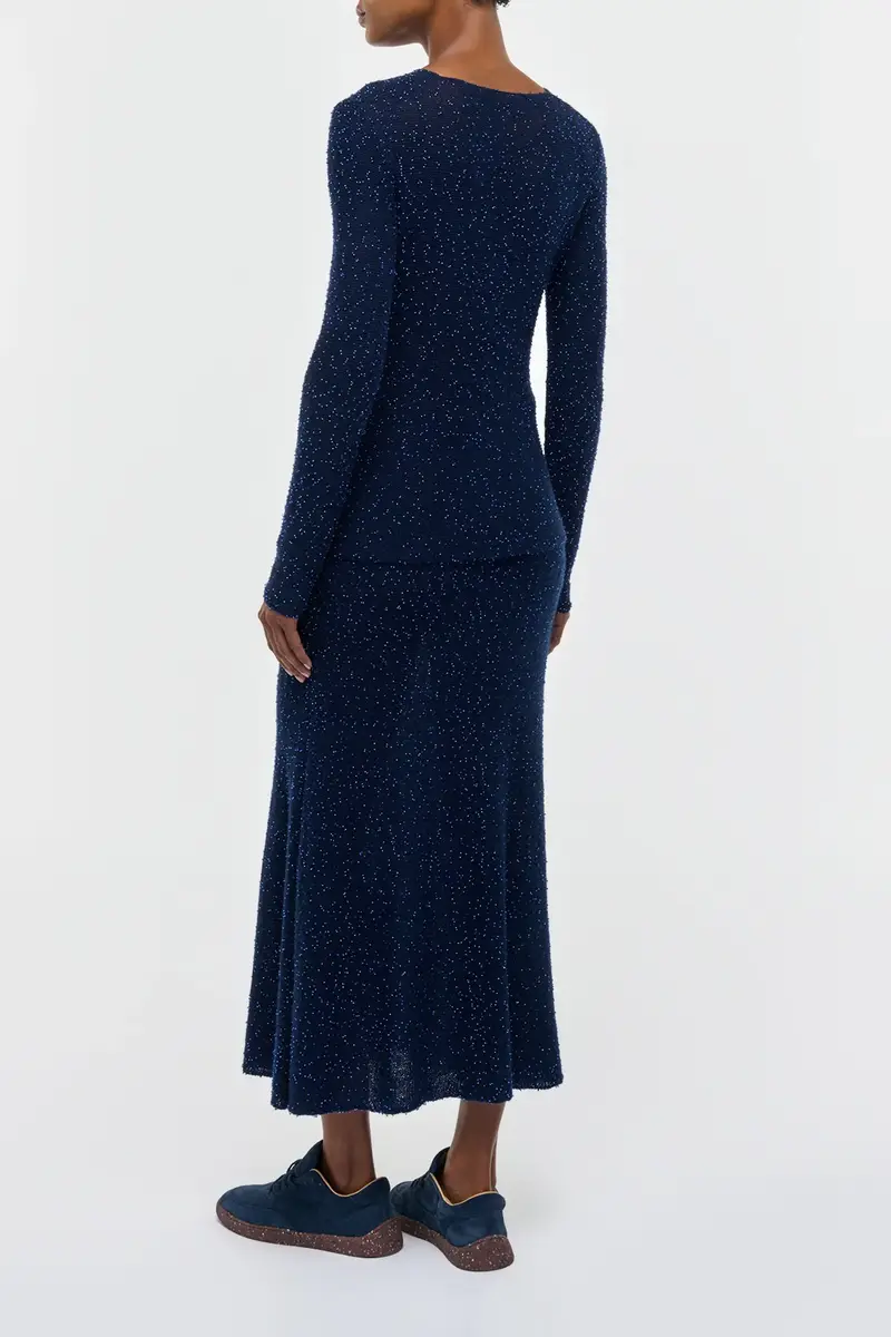 Gabriela Hearst Sabine Knit Midi Skirt in Electric Navy Beaded Cashmere Silk | Thumbnail 4 Gabriela Hearst Sabine Knit Midi Skirt in Electric Navy Beaded Cashmere Silk | Thumbnail 4