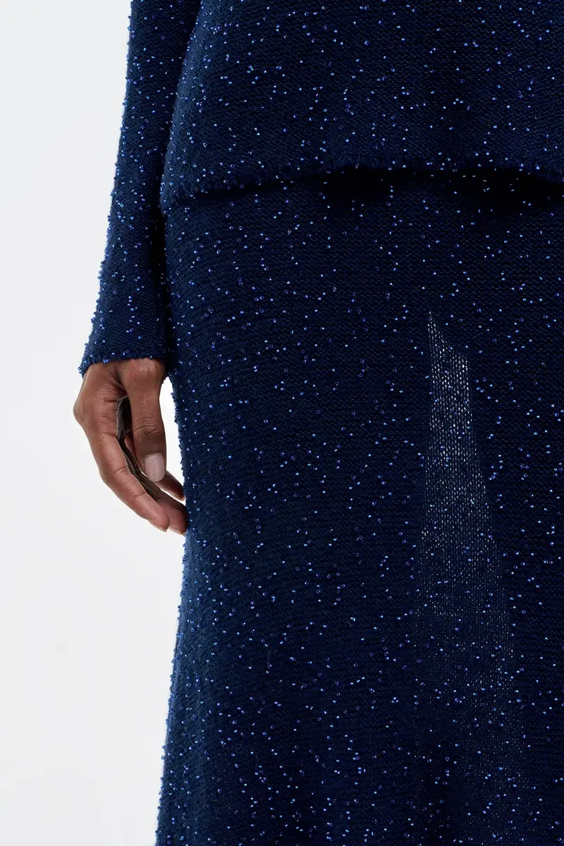 Gabriela Hearst Sabine Knit Midi Skirt in Electric Navy Beaded Cashmere Silk | Thumbnail 5 Gabriela Hearst Sabine Knit Midi Skirt in Electric Navy Beaded Cashmere Silk | Thumbnail 5