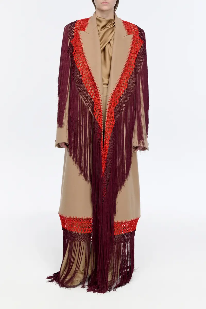 Gabriela Hearst Mcaffrey Fringe Coat in Camel Double-face Recycled Cashmere with Silk Macrame | Thumbnail 3 Gabriela Hearst Mcaffrey Fringe Coat in Camel Double-face Recycled Cashmere with Silk Macrame | Thumbnail 3