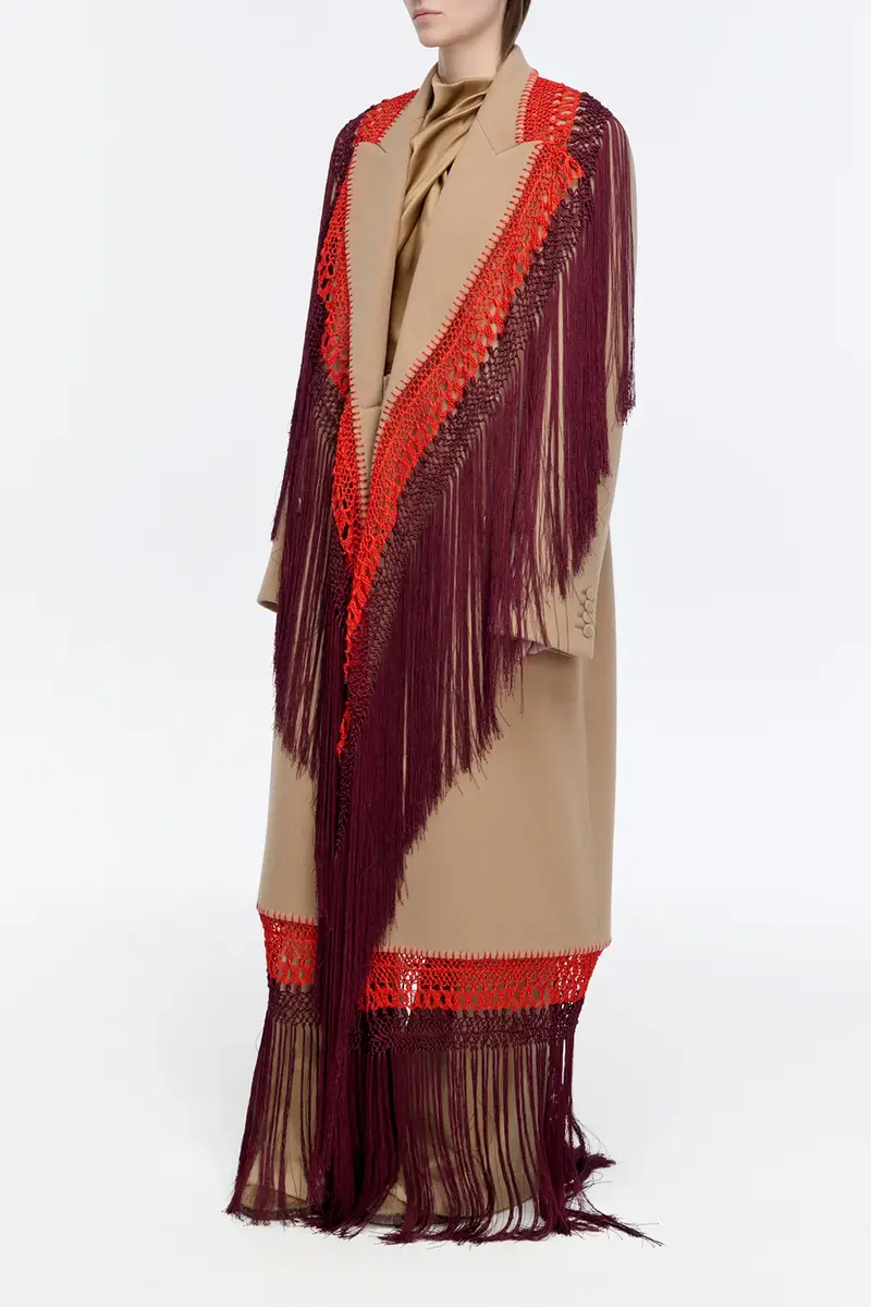 Gabriela Hearst Mcaffrey Fringe Coat in Camel Double-face Recycled Cashmere with Silk Macrame | Thumbnail 4 Gabriela Hearst Mcaffrey Fringe Coat in Camel Double-face Recycled Cashmere with Silk Macrame | Thumbnail 4
