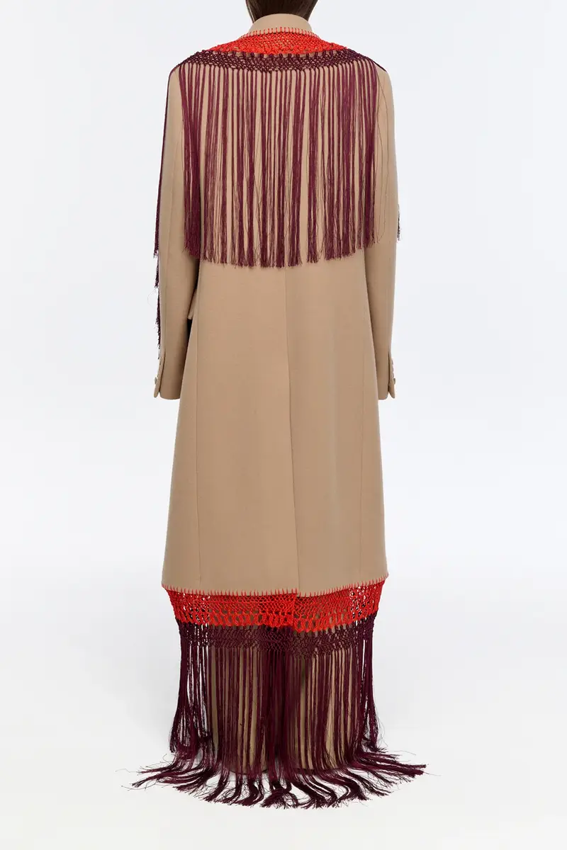 Gabriela Hearst Mcaffrey Fringe Coat in Camel Double-face Recycled Cashmere with Silk Macrame | Thumbnail 5 Gabriela Hearst Mcaffrey Fringe Coat in Camel Double-face Recycled Cashmere with Silk Macrame | Thumbnail 5
