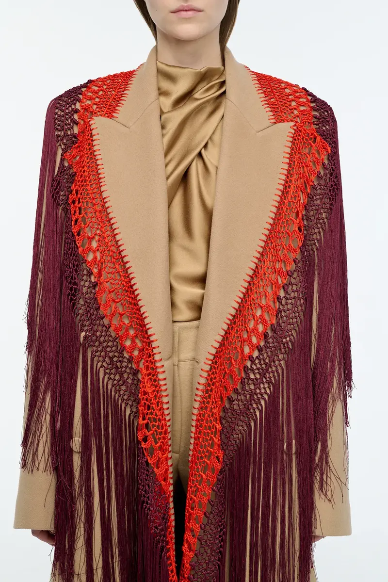Gabriela Hearst Mcaffrey Fringe Coat in Camel Double-face Recycled Cashmere with Silk Macrame | Thumbnail 7 Gabriela Hearst Mcaffrey Fringe Coat in Camel Double-face Recycled Cashmere with Silk Macrame | Thumbnail 7