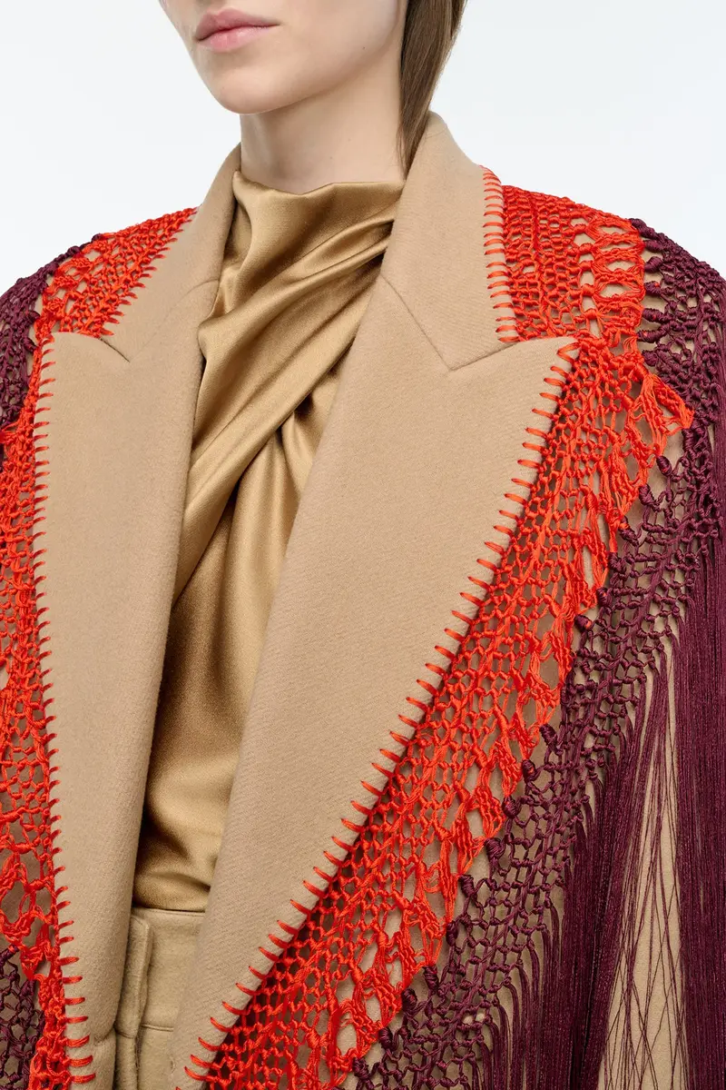 Gabriela Hearst Mcaffrey Fringe Coat in Camel Double-face Recycled Cashmere with Silk Macrame | Thumbnail 8 Gabriela Hearst Mcaffrey Fringe Coat in Camel Double-face Recycled Cashmere with Silk Macrame | Thumbnail 8
