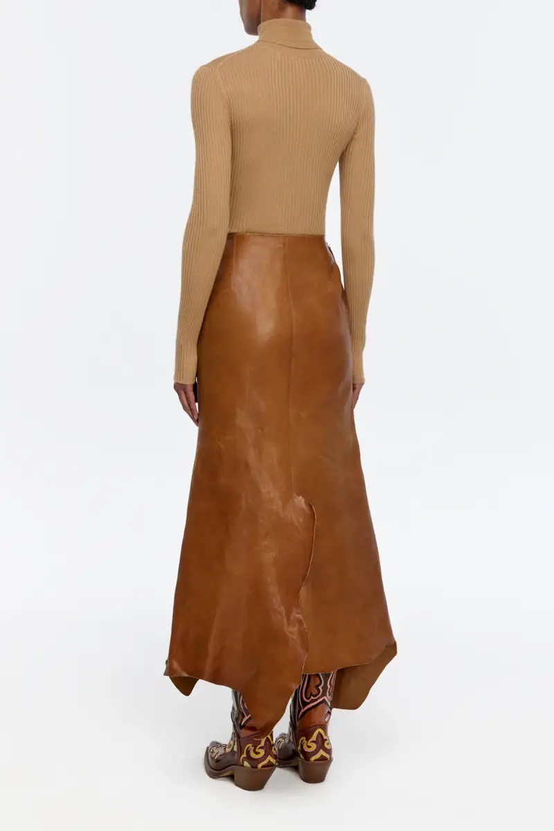 Gabriela Hearst Edwardo Raw Cut Skirt in Cognac Vachetta Leather | Thumbnail 5 Gabriela Hearst Edwardo Raw Cut Skirt in Cognac Vachetta Leather | Thumbnail 5