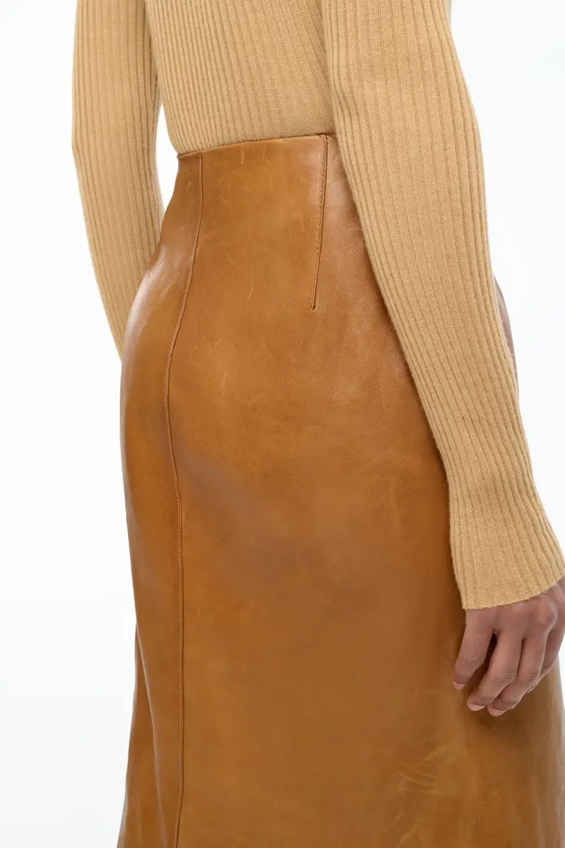Gabriela Hearst Edwardo Raw Cut Skirt in Cognac Vachetta Leather | Thumbnail 6 Gabriela Hearst Edwardo Raw Cut Skirt in Cognac Vachetta Leather | Thumbnail 6