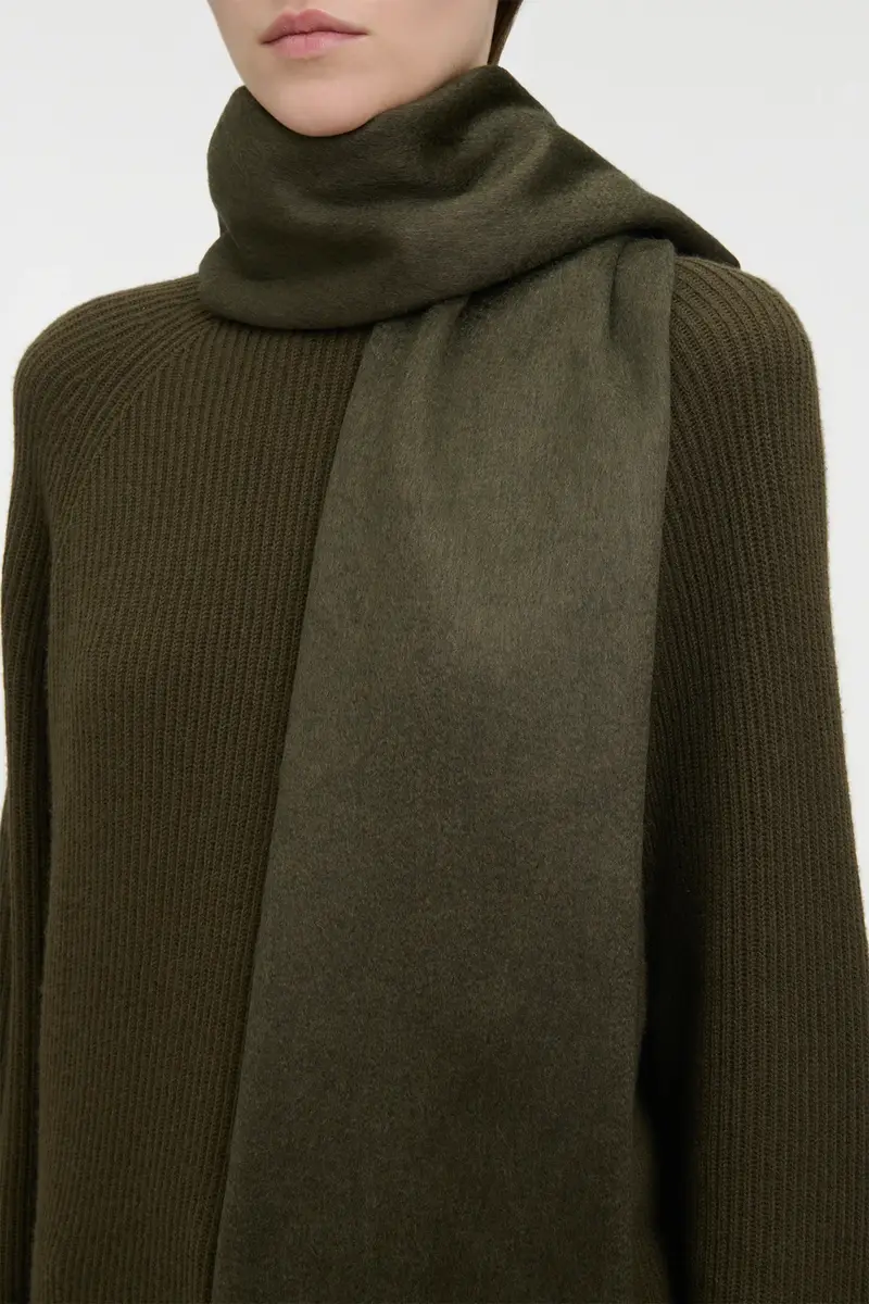 Gabriela Hearst Blaine Fringe Scarf in Deep Olive Brushed Silk Cashmere | Thumbnail 2 Gabriela Hearst Blaine Fringe Scarf in Deep Olive Brushed Silk Cashmere | Thumbnail 2