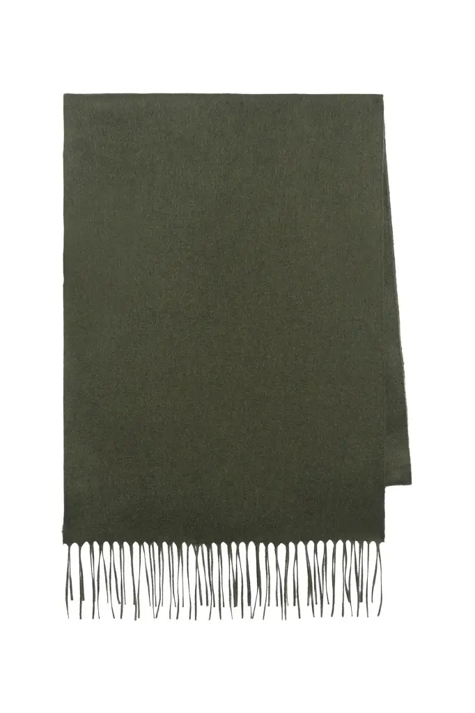 Blaine Fringe Scarf in Deep Olive Brushed Silk Cashmere Blaine Fringe Scarf in Deep Olive Brushed Silk Cashmere
