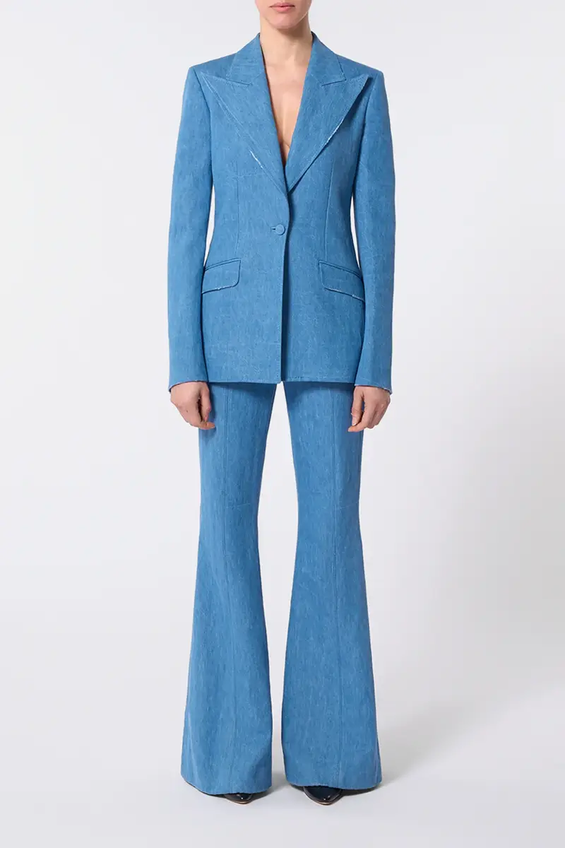 Gabriela Hearst Leiva Blazer in Light Blue Recycled Cotton Linen Denim | Thumbnail 3 Gabriela Hearst Leiva Blazer in Light Blue Recycled Cotton Linen Denim | Thumbnail 3