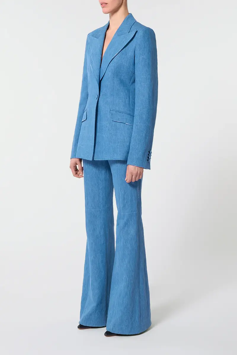 Gabriela Hearst Leiva Blazer in Light Blue Recycled Cotton Linen Denim | Thumbnail 4 Gabriela Hearst Leiva Blazer in Light Blue Recycled Cotton Linen Denim | Thumbnail 4