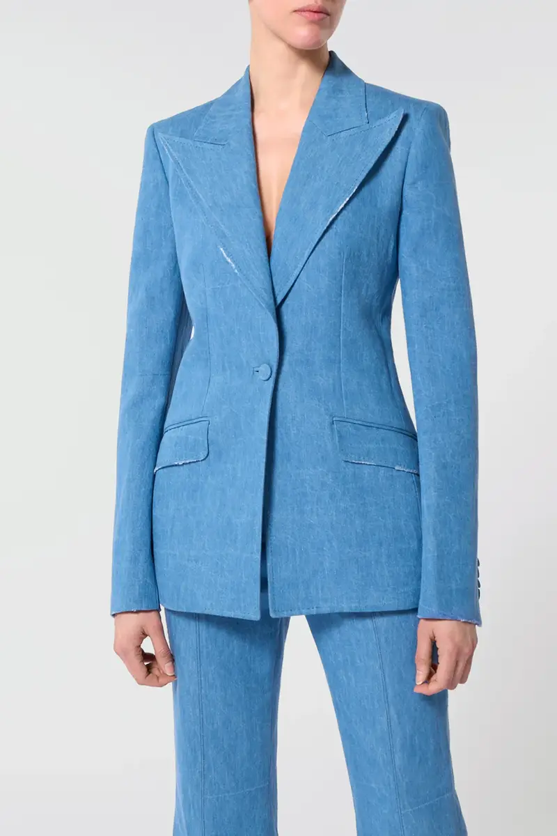 Gabriela Hearst Leiva Blazer in Light Blue Recycled Cotton Linen Denim | Thumbnail 6 Gabriela Hearst Leiva Blazer in Light Blue Recycled Cotton Linen Denim | Thumbnail 6