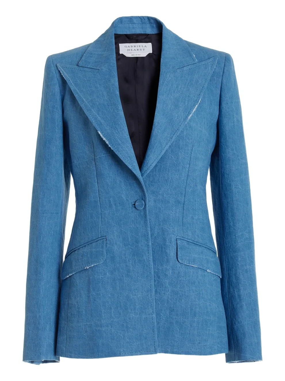 Gabriela Hearst Leiva Blazer in Light Blue Recycled Cotton Linen Denim