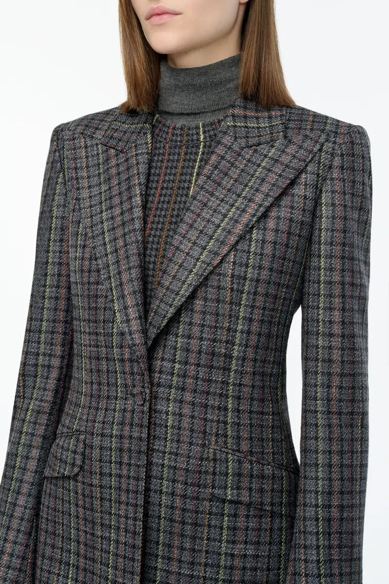 Gabriela Hearst Leiva Blazer in Charcoal Multi Wool Silk Houndstooth | Thumbnail 6 Gabriela Hearst Leiva Blazer in Charcoal Multi Wool Silk Houndstooth | Thumbnail 6