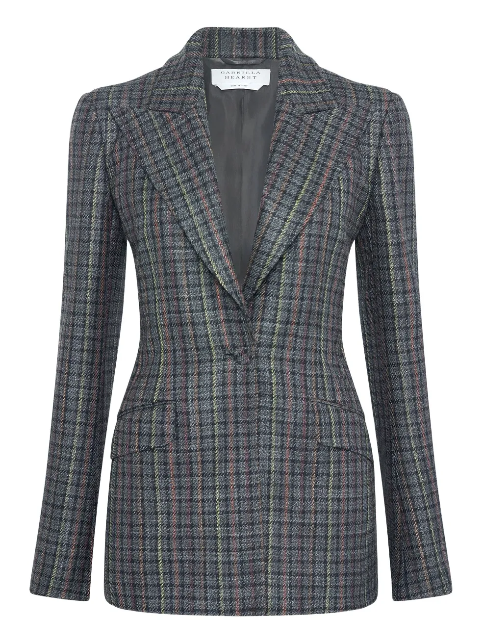 Leiva Blazer in Charcoal Multi Wool Silk Houndstooth Leiva Blazer in Charcoal Multi Wool Silk Houndstooth