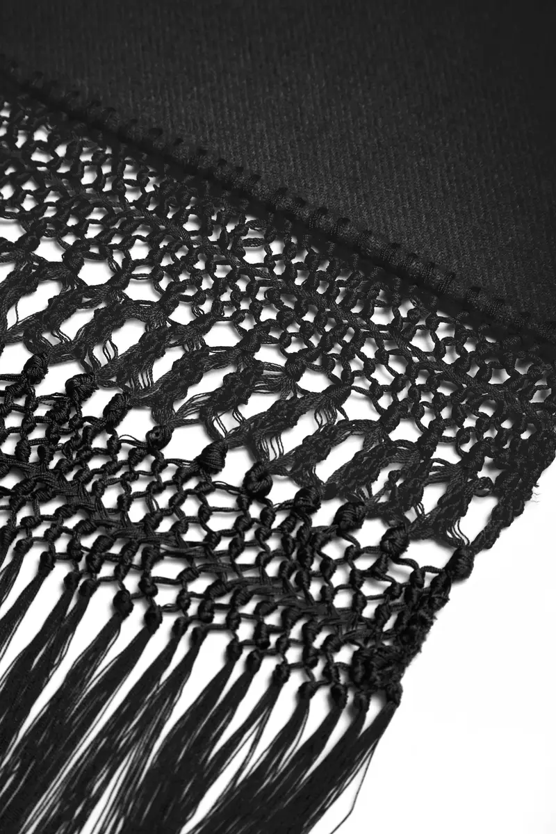 Gabriela Hearst Egret Fringe Scarf in Black Double-face Recycled Cashmere with Silk Macrame | Thumbnail 4 Gabriela Hearst Egret Fringe Scarf in Black Double-face Recycled Cashmere with Silk Macrame | Thumbnail 4