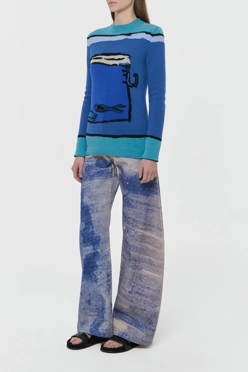 Gabriela Hearst Amoret Barrel-leg Jean in Water Multi Recycled Cotton Denim | Thumbnail 4