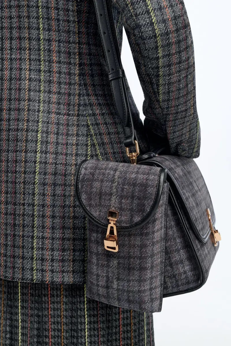 Gabriela Hearst Sunglasses Pouch in Charcoal Multi Suede Houndstooth | Thumbnail 2 Gabriela Hearst Sunglasses Pouch in Charcoal Multi Suede Houndstooth | Thumbnail 2