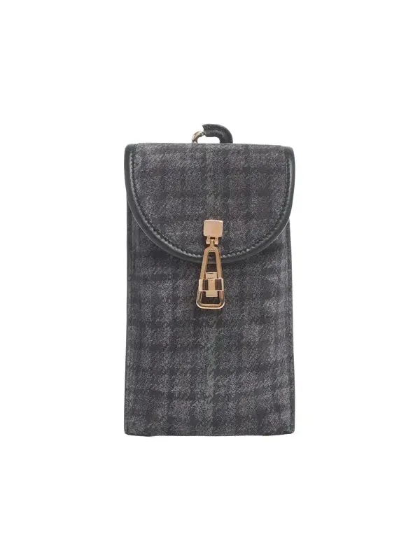 Sunglasses Pouch in Charcoal Multi Suede Houndstooth