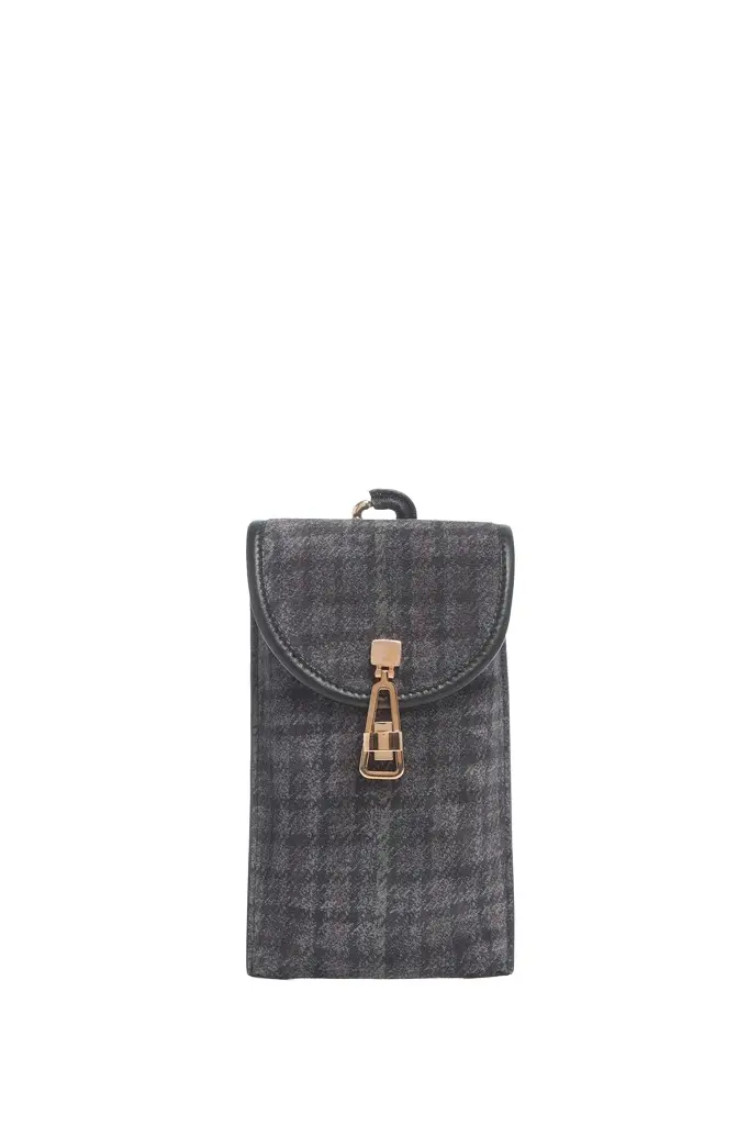 Sunglasses Pouch in Charcoal Multi Suede Houndstooth Sunglasses Pouch in Charcoal Multi Suede Houndstooth
