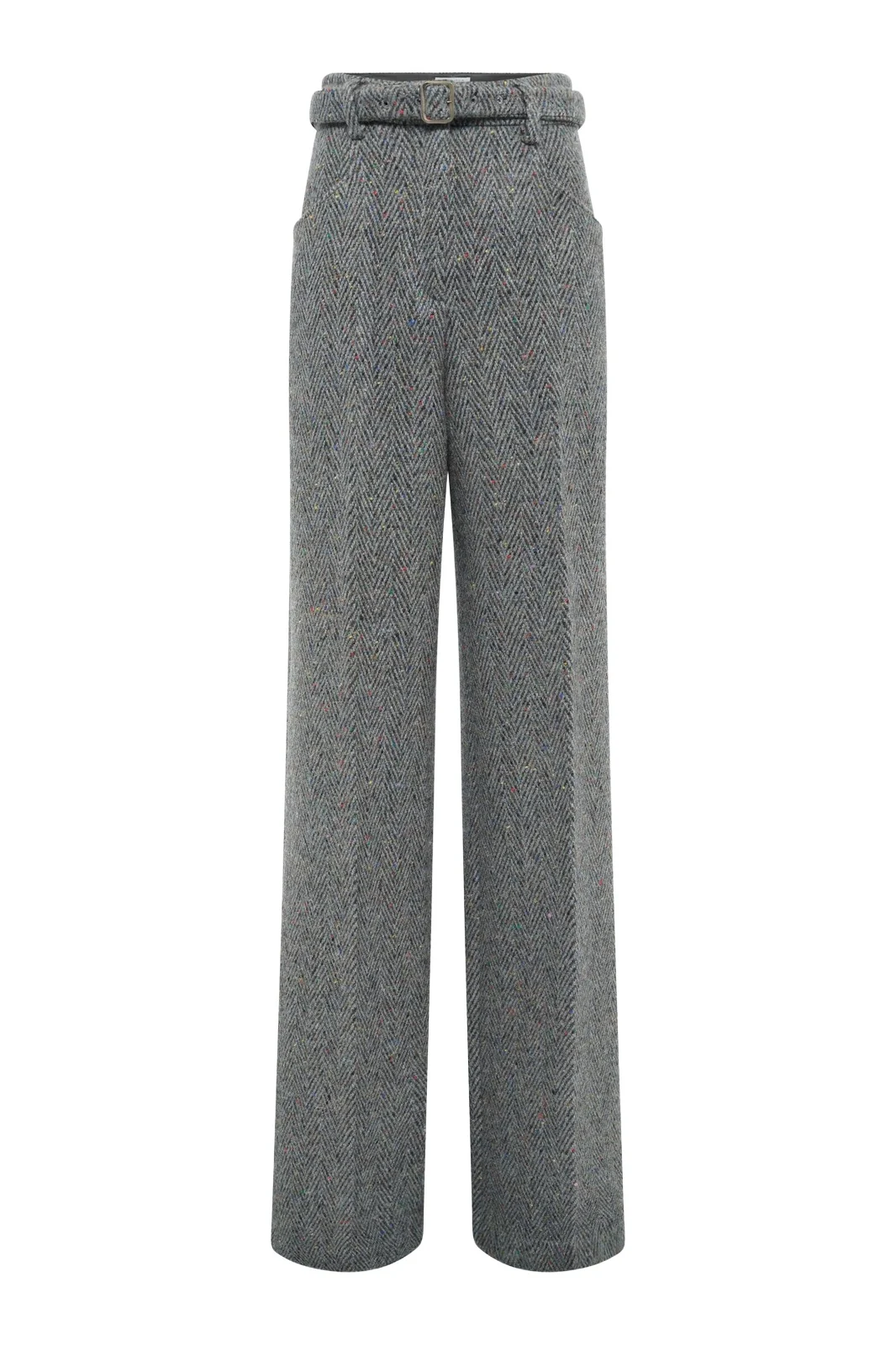 Gabriela Hearst Norman Pant in Charcoal Multi Cashmere Wool Herringbone