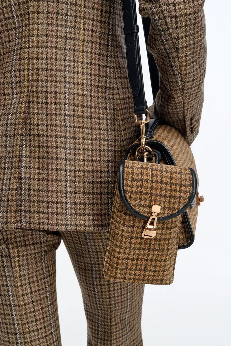 Gabriela Hearst Sunglasses Pouch in Camel Multi Suede Houndstooth | Thumbnail 2