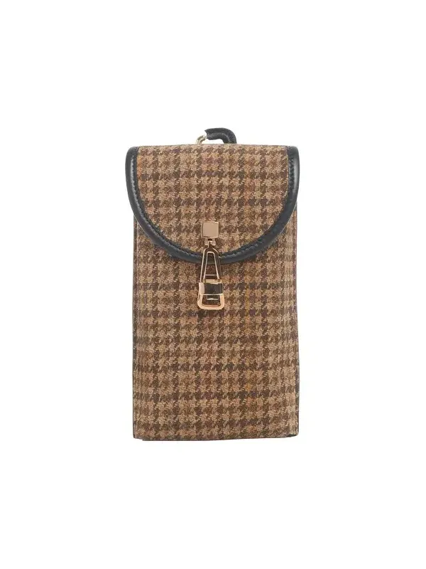 Sunglasses Pouch in Camel Multi Suede Houndstooth Sunglasses Pouch in Camel Multi Suede Houndstooth