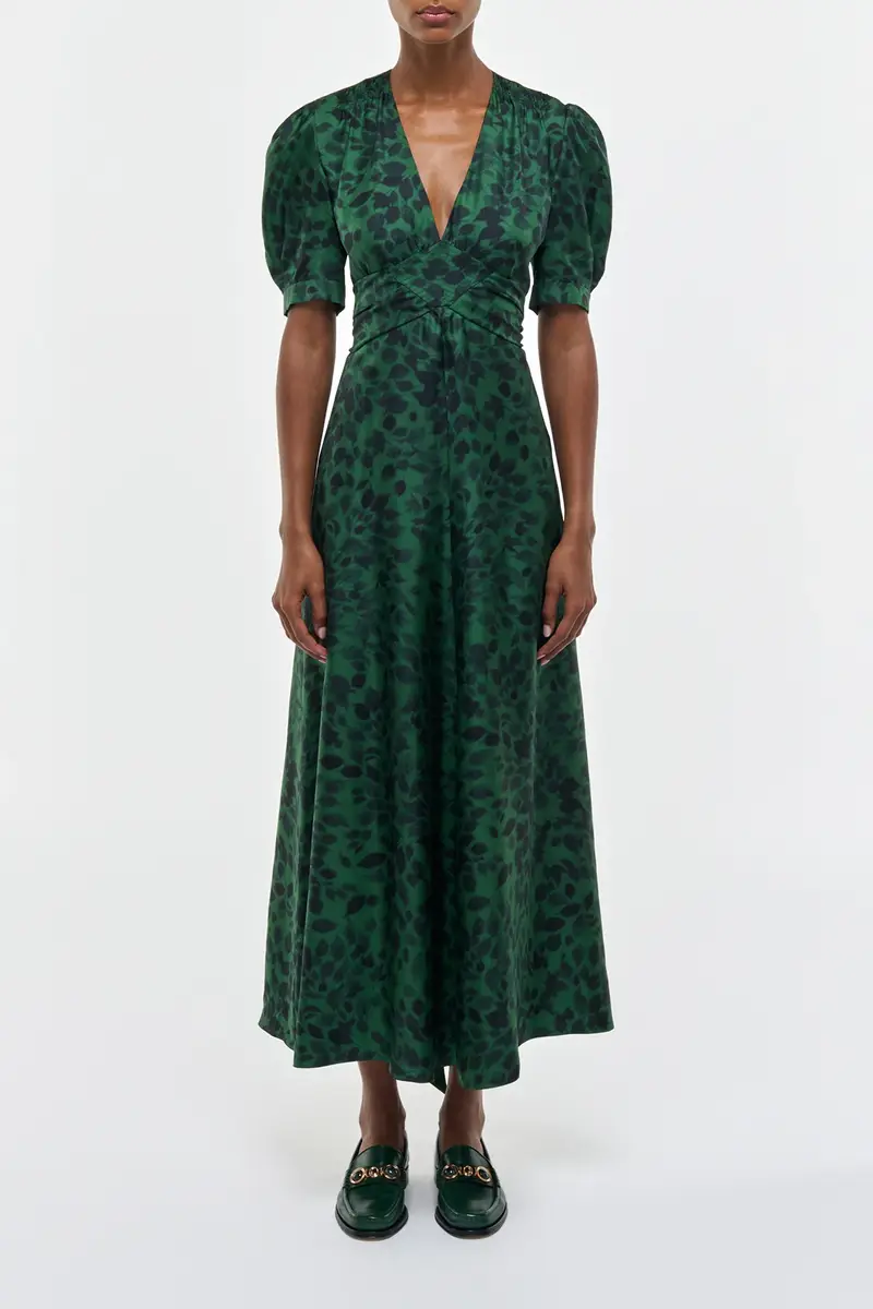 Gabriela Hearst Larkin Maxi Dress in English Green Printed Silk Twill | Thumbnail 2