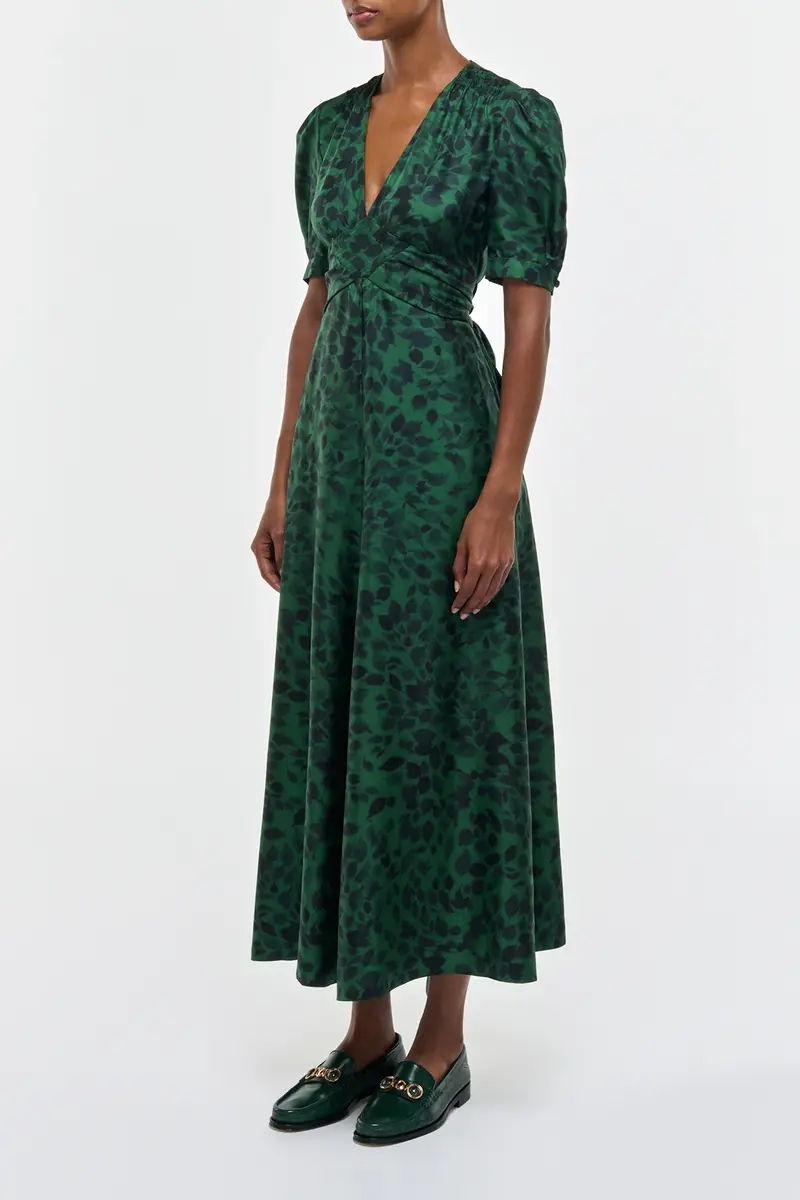 Gabriela Hearst Larkin Maxi Dress in English Green Printed Silk Twill | Thumbnail 3