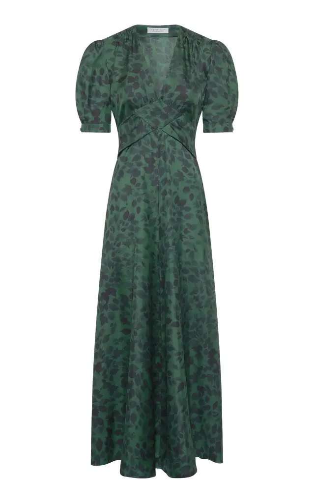 Gabriela Hearst Larkin Maxi Dress in English Green Printed Silk Twill