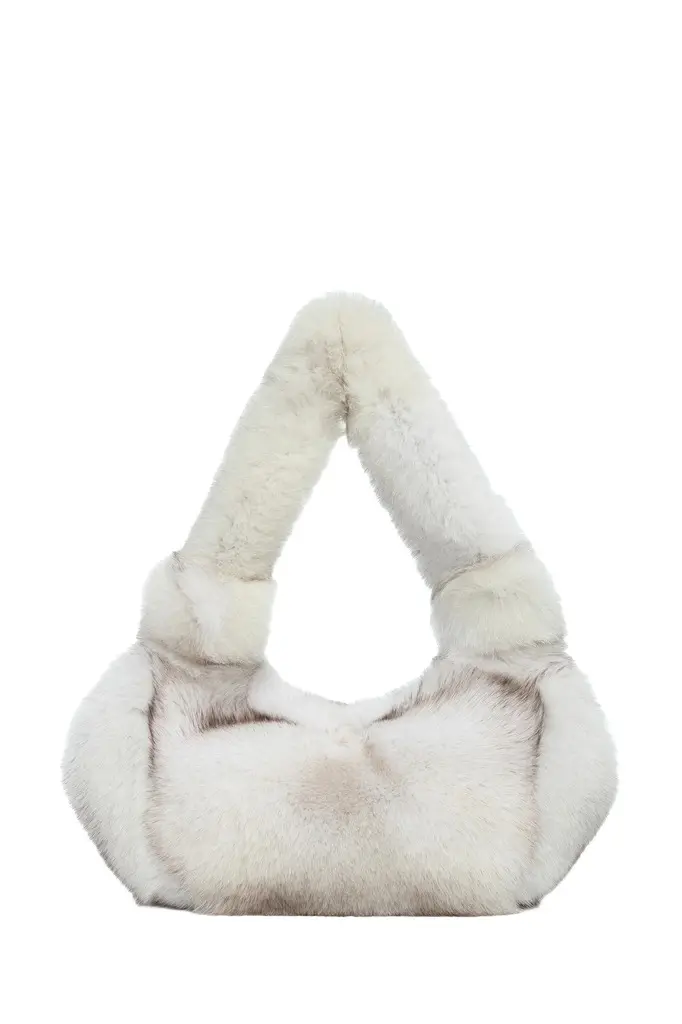 Gabriela Hearst Small Antonia Bag In White Recycled Arctic Fox Fur
