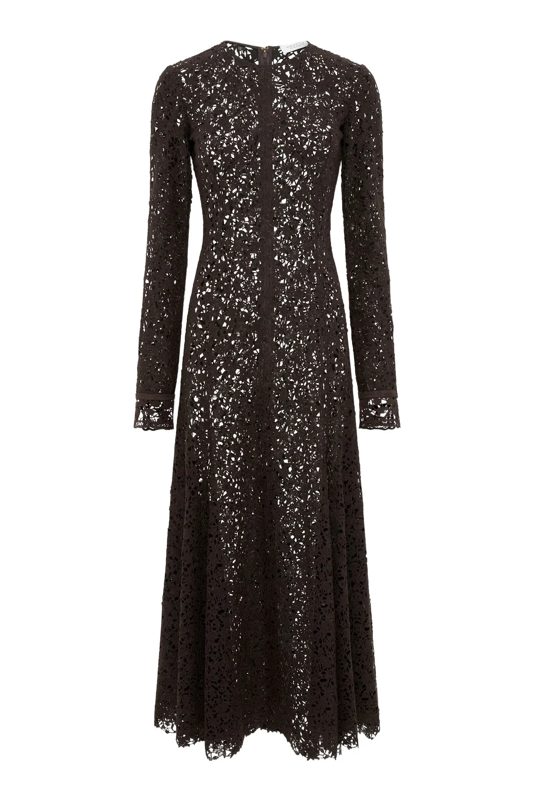 Mabel Dress in Chocolate Floral Cashmere Lace with Suede Lace Cuffs Mabel Dress in Chocolate Floral Cashmere Lace with Suede Lace Cuffs